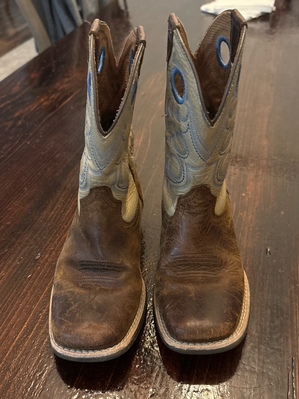 Ariat Kids Brown and Light Blue Western